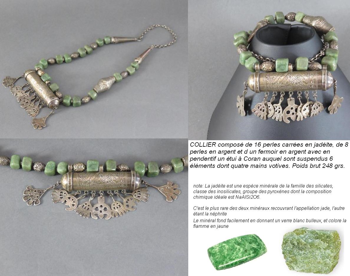 Collier compose de 16 perles carrees en jadeite de 8 perles
