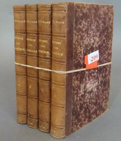 Ibn khaldoun histoire des berberes et des dynasties musulmanes de l afrique septentrionale le baron de slane 4 volumes complets 1852 1854 et 1856