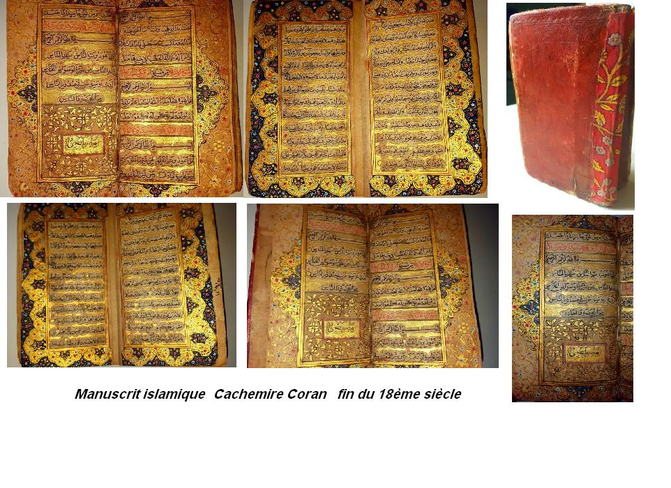Manuscrit islamique cachemire coran fin du 18eme siecle